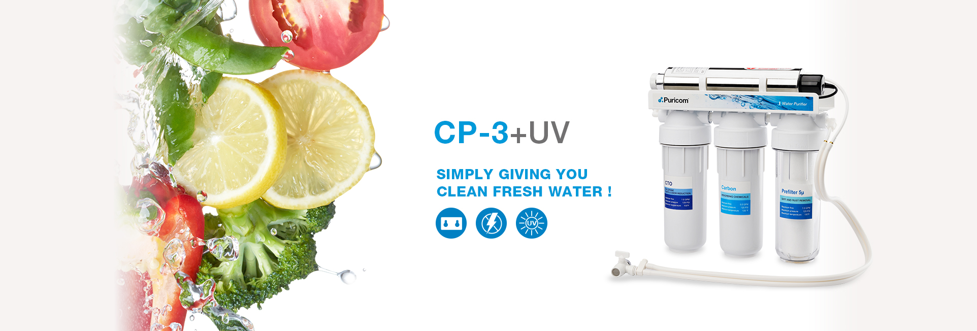 Puricom CP-3 UV Water Purifier with Pre Filter System